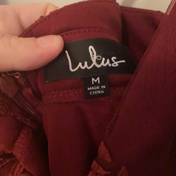 Lulus Burgundy lace overlay dress - Picture 4 of 6